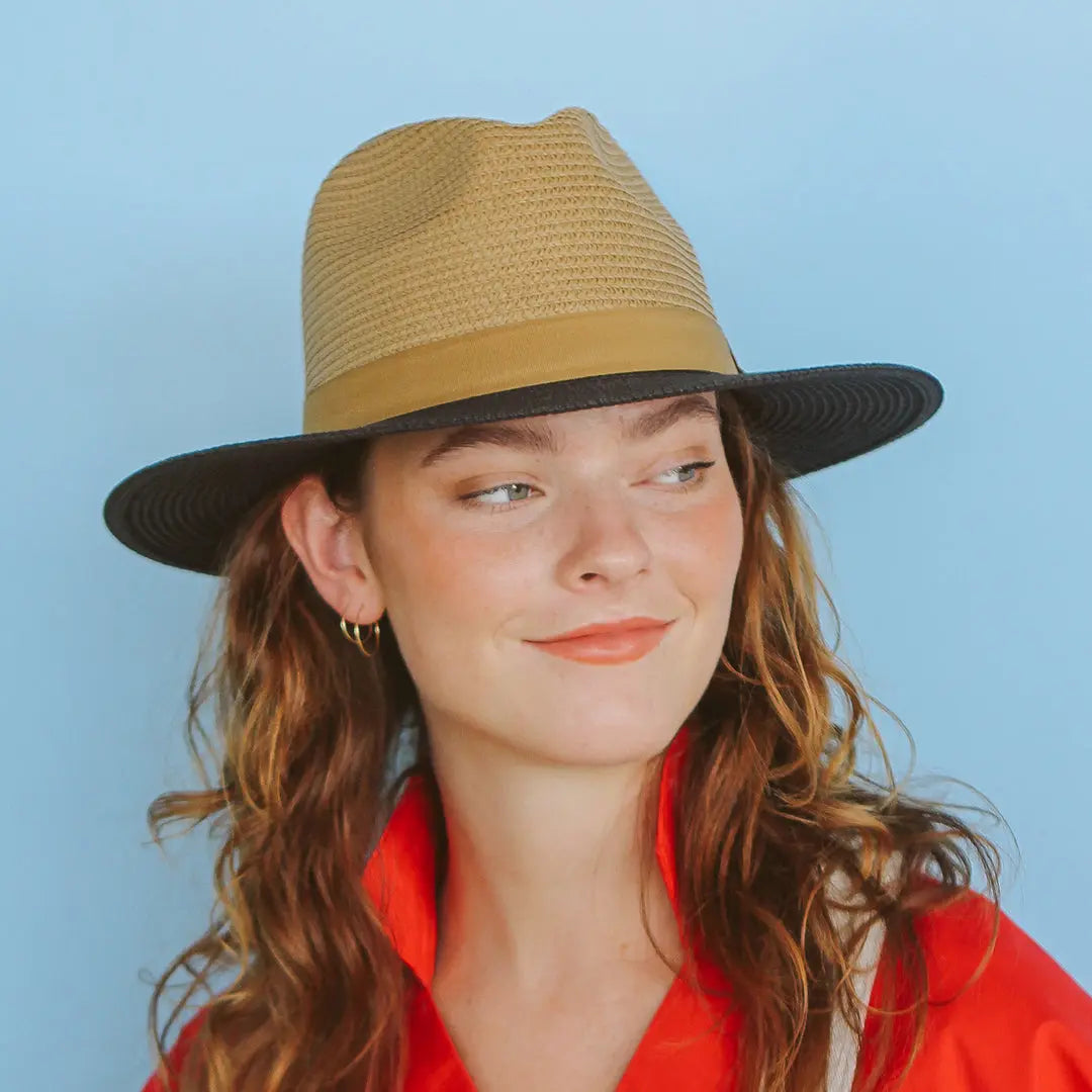 360FIVE Everyday - zonnehoed Tyler Fedora - Zwart/Camel