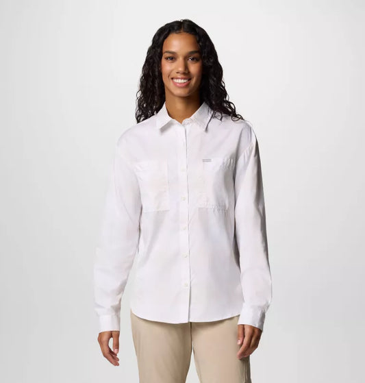 Columbia Dames UV overhemd Silver Ridge Utility Patterned White Long Sleeve