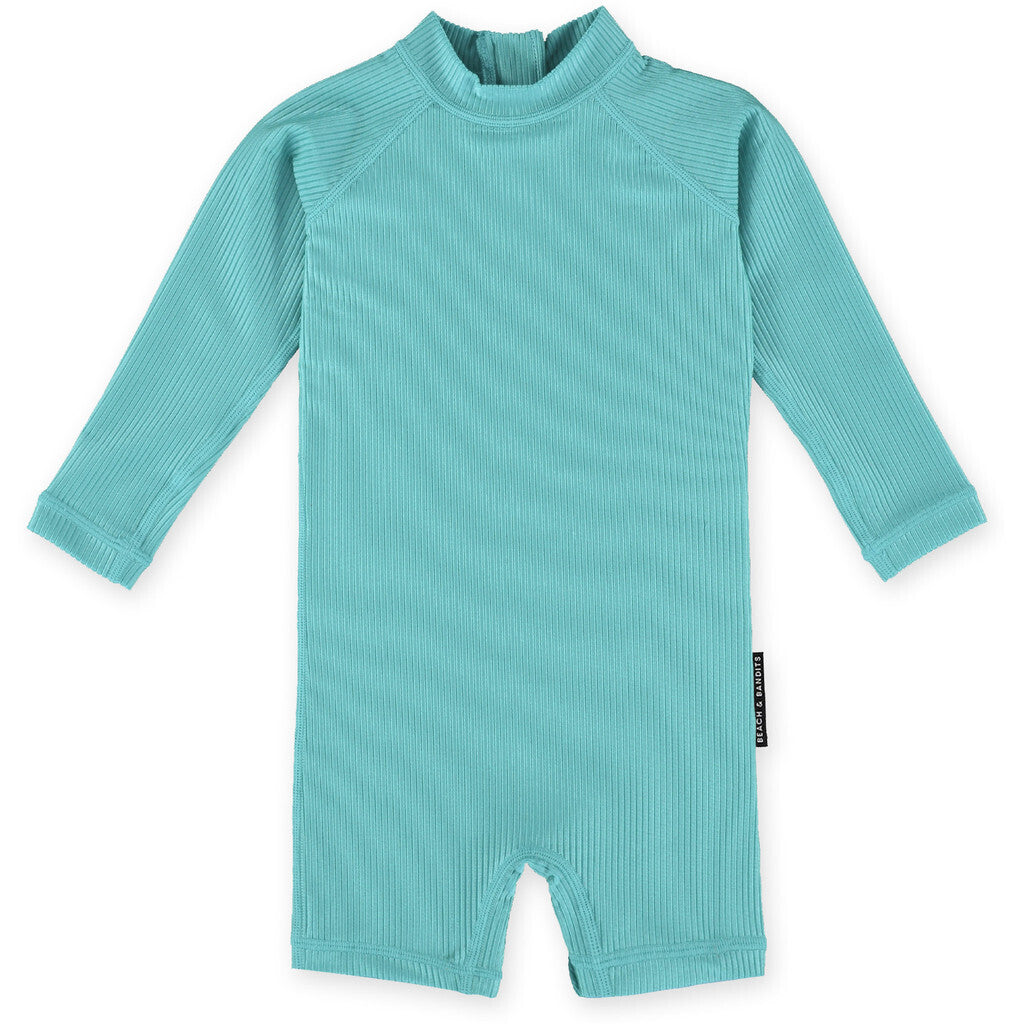 Beach & Bandits - UV-zwempak voor baby's - Ribbed lange mouw - UPF50+ - Coastal Ribbed - Blauw