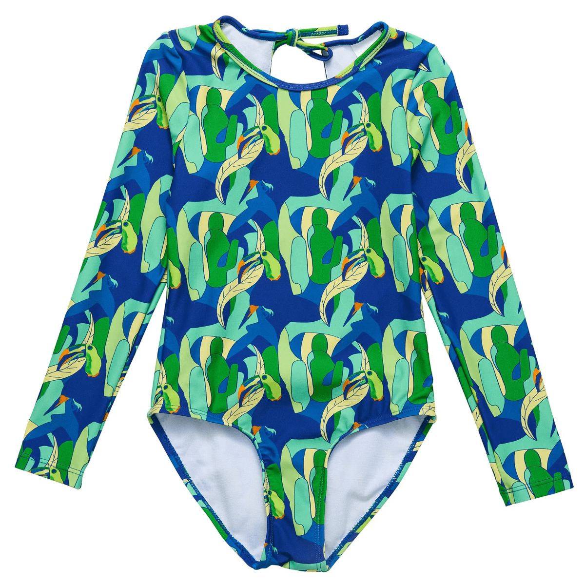 Snapper Rock - UV-badpak voor meisjes - Lange mouw - UPF50+ - Toucan Jungle - Groen/Blauw