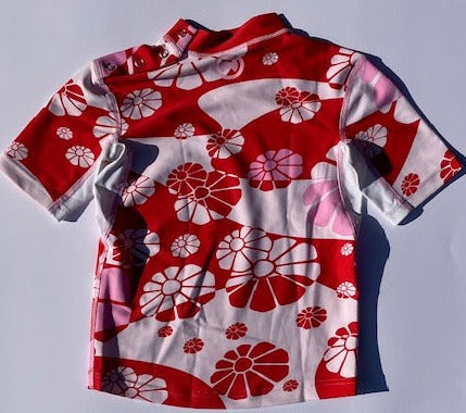 Hyphen UV shirt korte mouw Roze-Rood met witte bloem