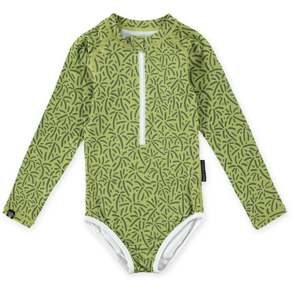 Beach & Bandits - UV-zwempak voor meisjes - Lange mouw - UPF50+ - Endless Palms - Groen