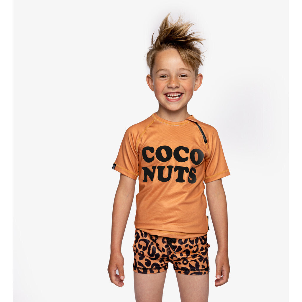 Beach & Bandits - UV-zwemshirt voor kinderen - UPF50+ - Korte mouw - Coco Nuts - Karamel