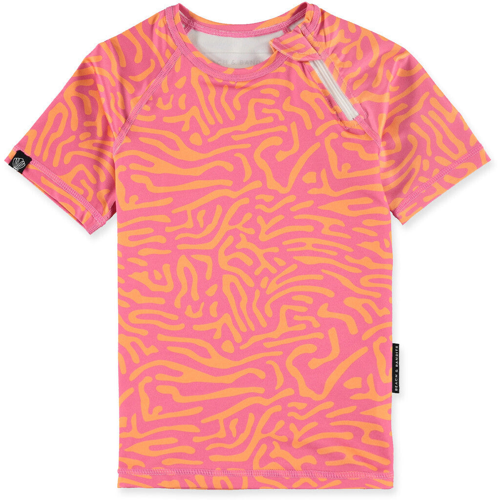 Beach & Bandits - UV-zwemshirt voor kinderen - UPF50+ - Korte mouw - Pink Coral - Roze