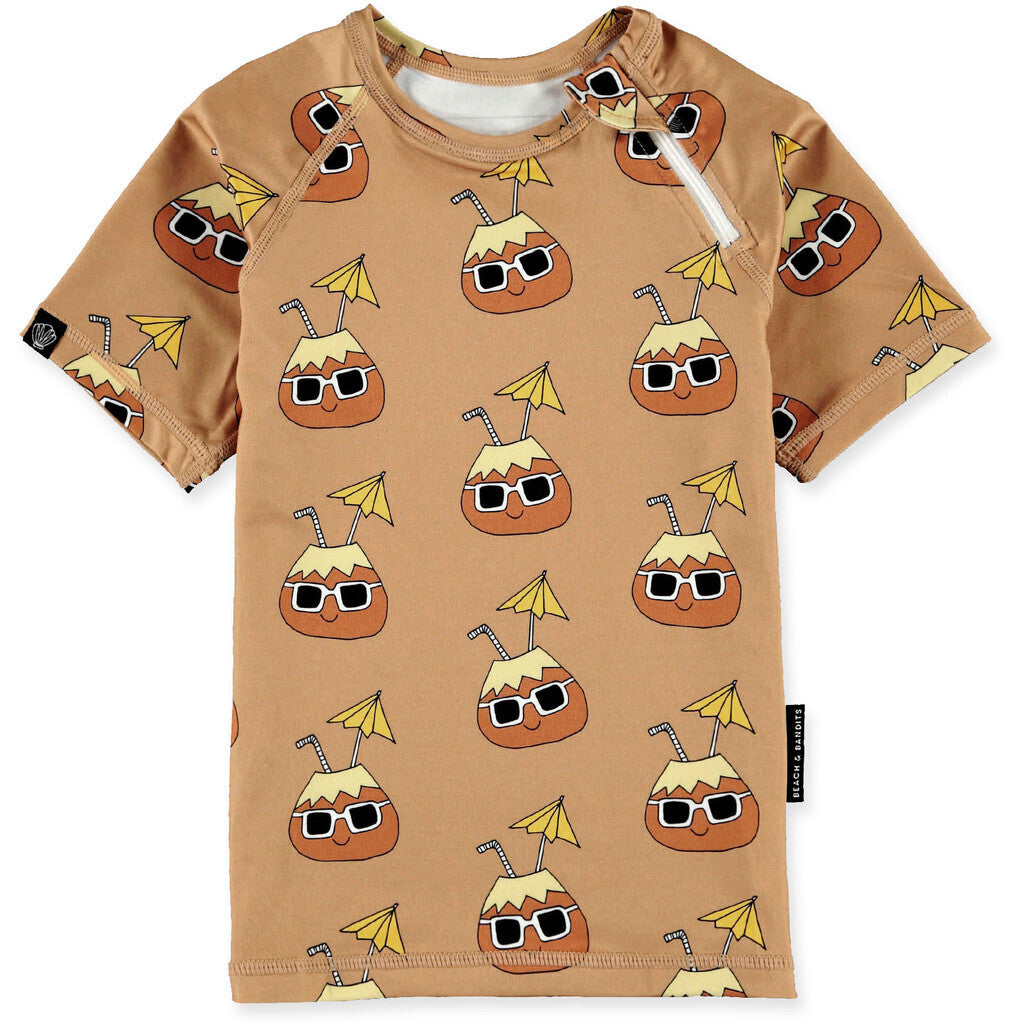 Beach & Bandits - UV-zwemshirt voor kinderen - UPF50+ - Korte mouw - Cool Coconut - Sand