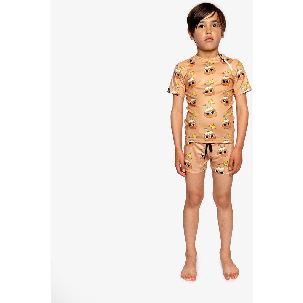 Beach & Bandits - UV-zwemshirt voor kinderen - UPF50+ - Korte mouw - Cool Coconut - Sand