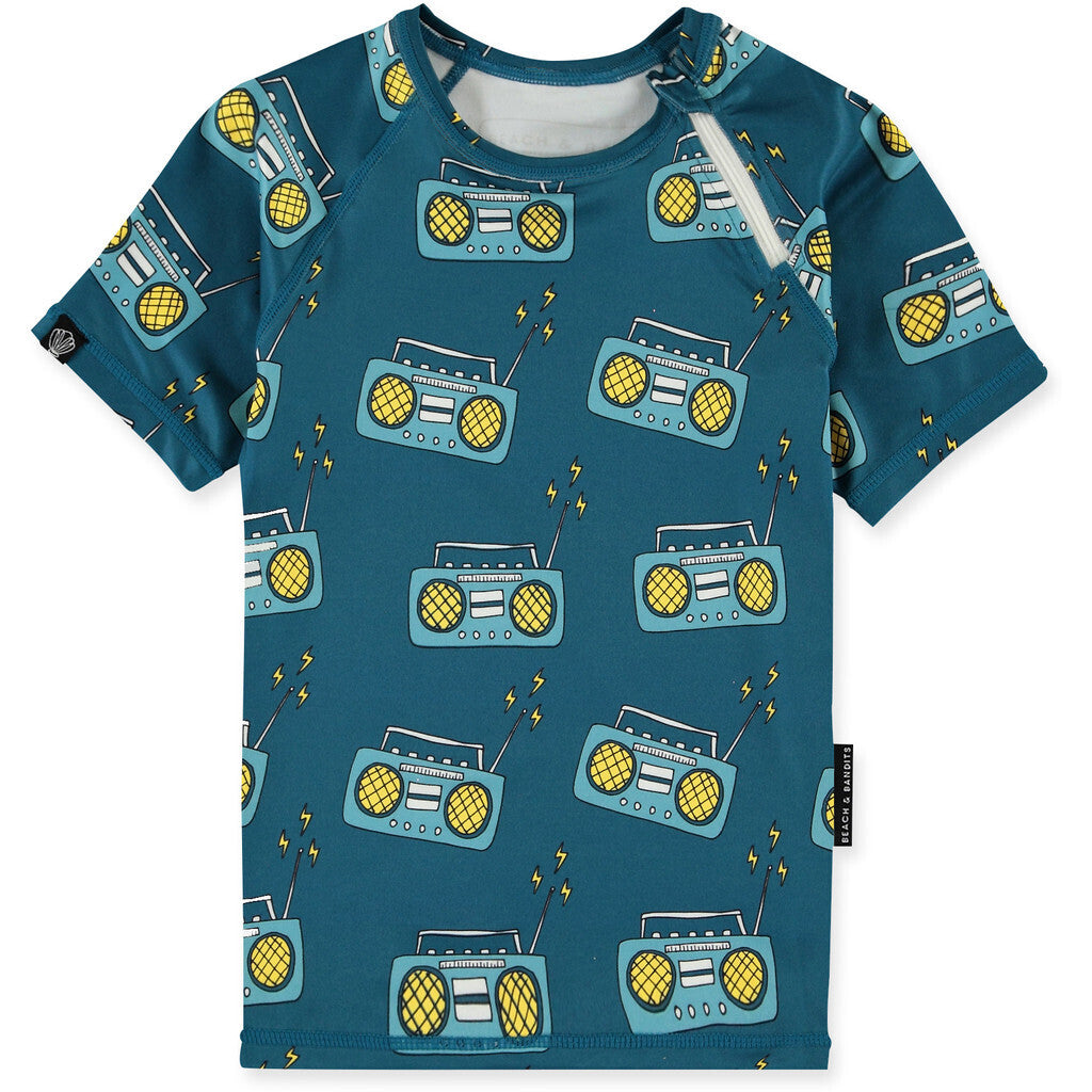 Beach & Bandits - UV-zwemshirt voor kinderen - UPF50+ - Korte mouw - Bombastic - Blauw