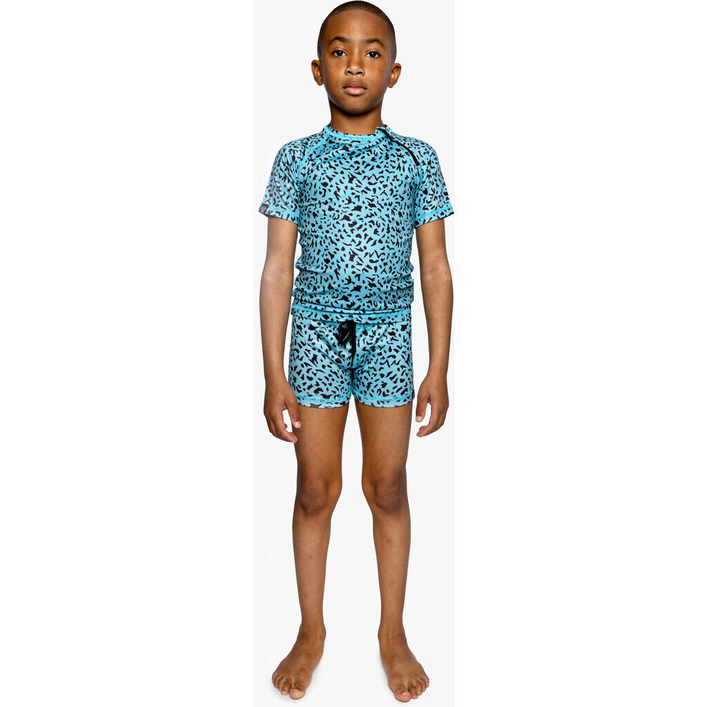 Beach & Bandits - UV-zwemshirt voor kinderen - UPF50+ - Korte mouw - Blue Lagune - Blauw