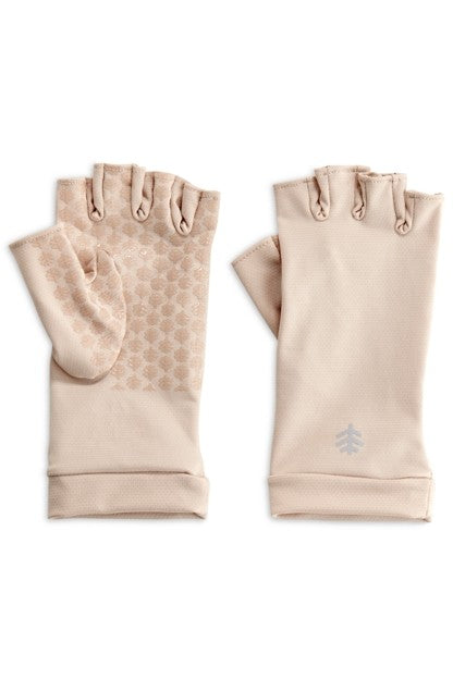 Coolibar - UV-Beschermende vingerloze handschoenen - Beige