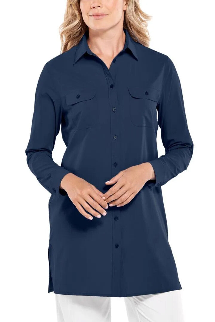 Coolibar - UV Blouse voor dames - Santorini Tunic Blouse - Navy