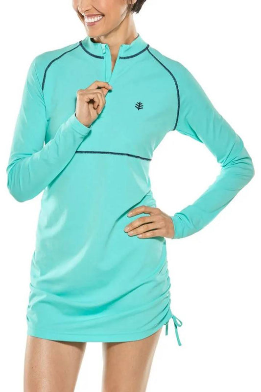 Coolibar - UV-zwemshirt voor dames - Lawai Ruche - Effen - Tropical Mint