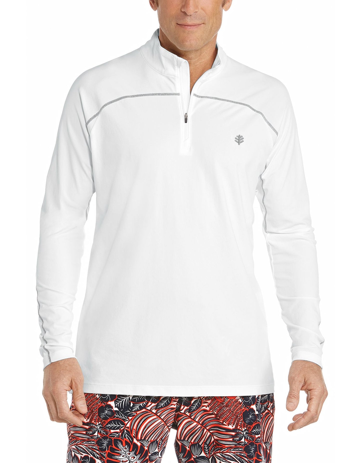 Coolibar - UV Zwemshirt voor heren - Longsleeve - Nocona Zip - Wit