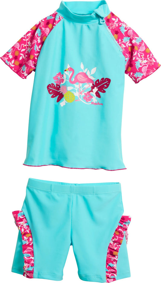Playshoes - UV-zwemset 2-delig voor meisjes - Flamingo - Aqua / roze