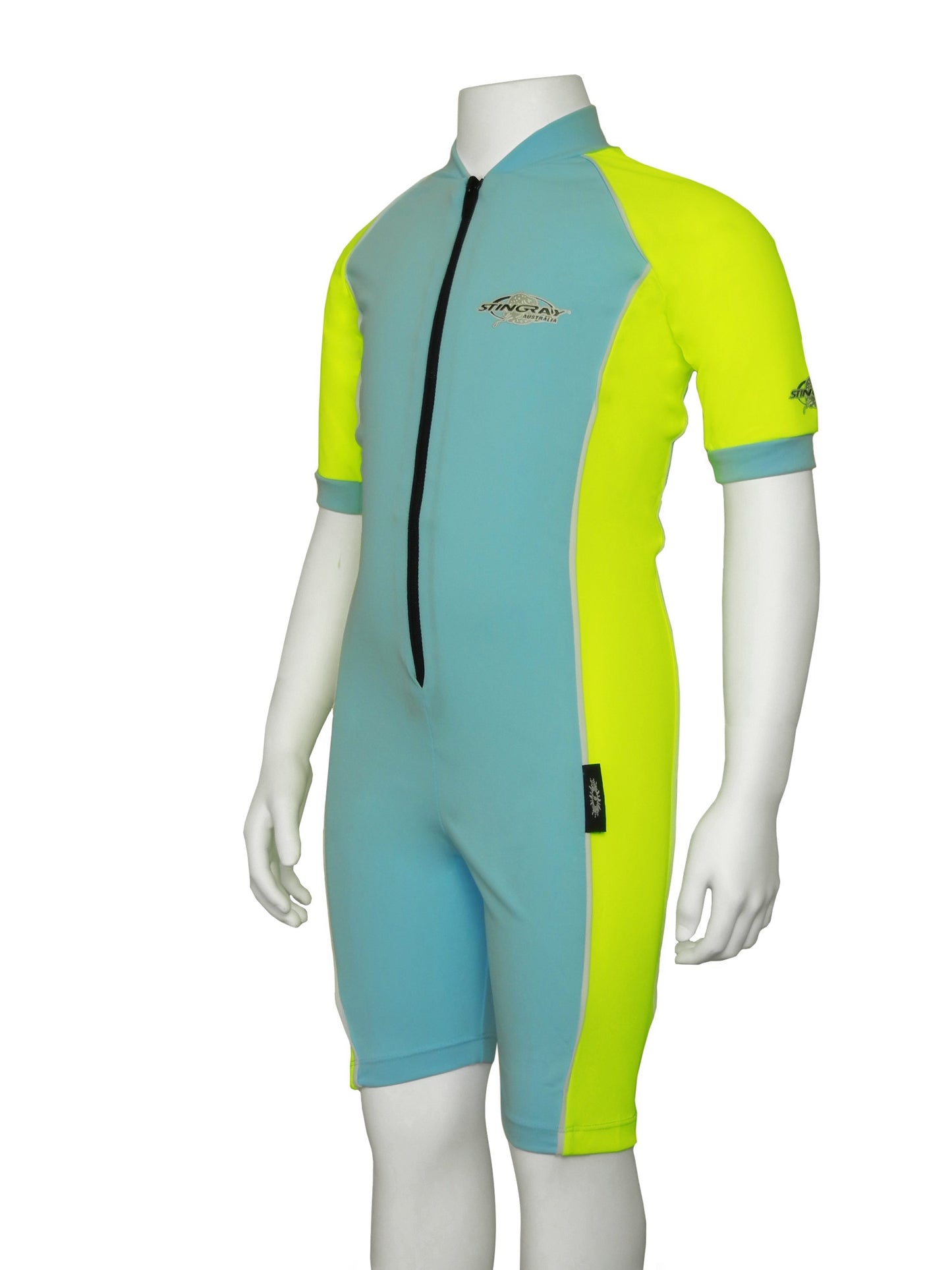 Stingray meisjes UV zwempak sunsuit korte mouwen- aqua/geel