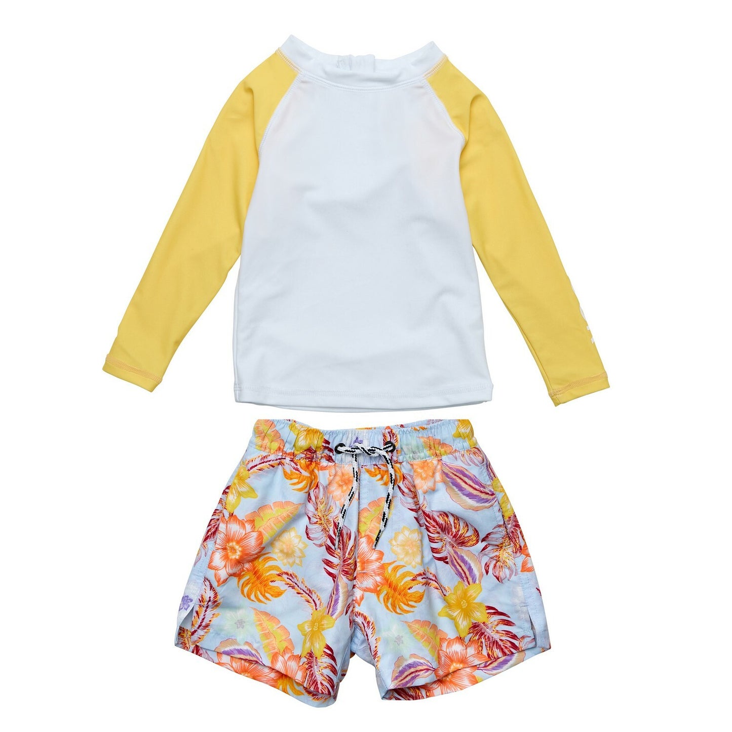 Snapper Rock - UV Zwemset voor baby's - Lange mouw - Boho Tropical - Wit/Geel