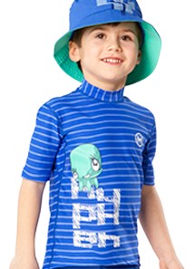 Hyphen UV shirt korte mouw Striped Cobalt