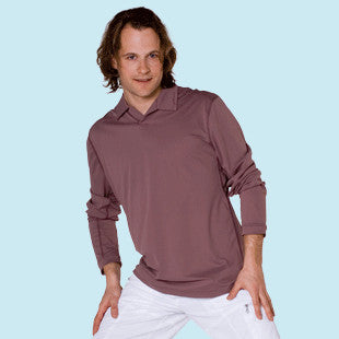 Hyphen Men polo bruin lange mouw