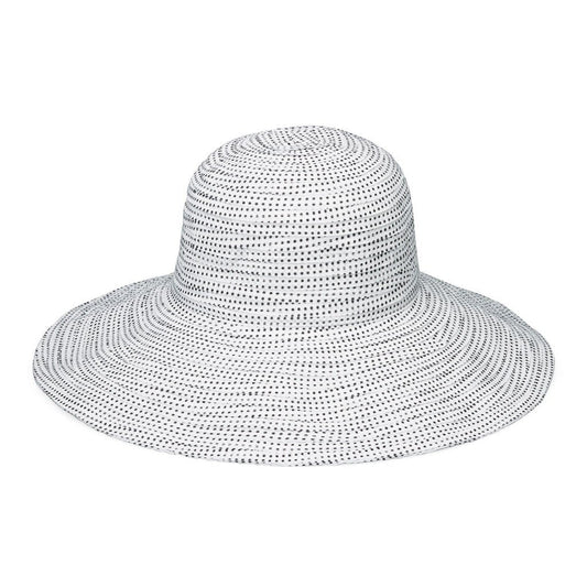 House of Ord - zonnehoed Scrunchie - Wit/Zwarte stip