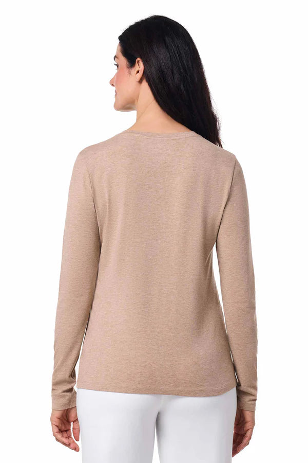 Coolibar - UV Shirt voor dames - Longsleeve - Morada - Dark Taupe Heather