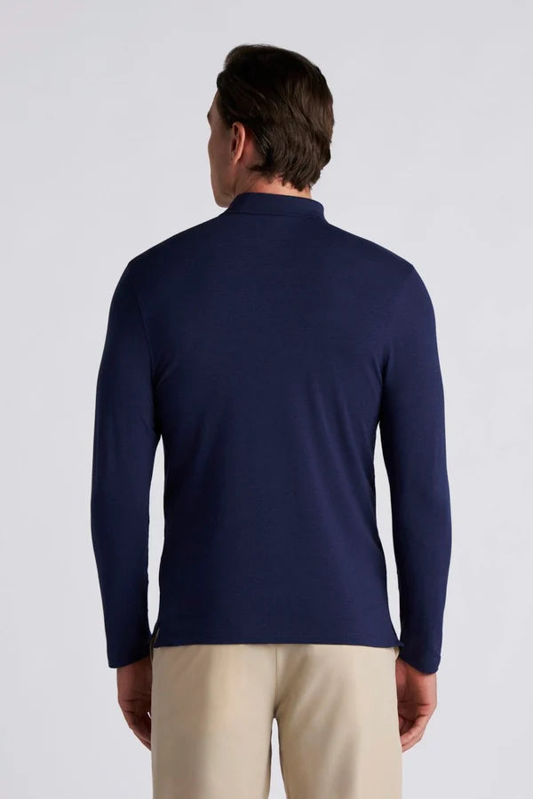Coolibar - UV-Poloshirt voor heren lange mouwen - Navy blauw