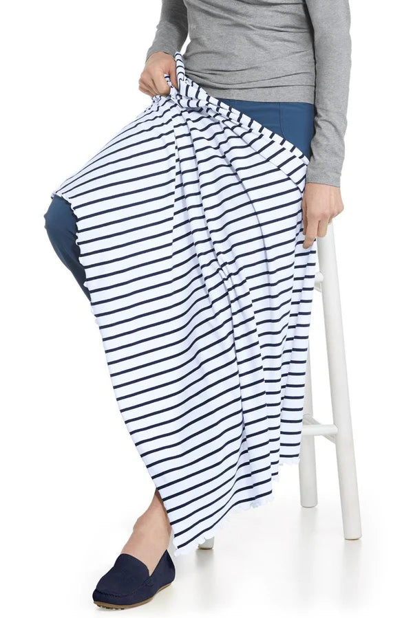 Coolibar - UV-zonnedeken - Savannah - Wit met Navy streep