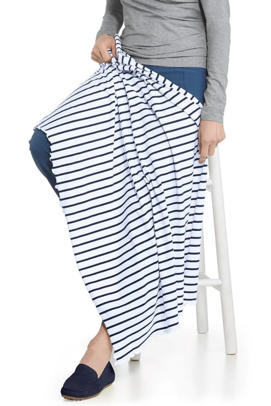 Coolibar - UV-zonnedeken - Savannah - Wit met Navy streep