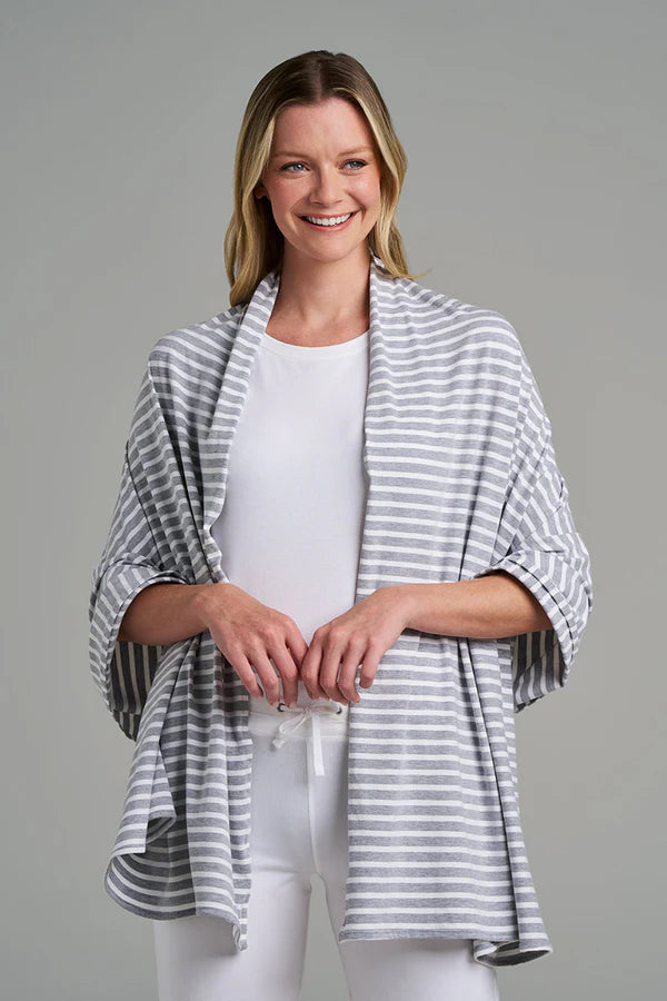 Coolibar - UV-Shawl - Sanibel - Grijs met witte streep