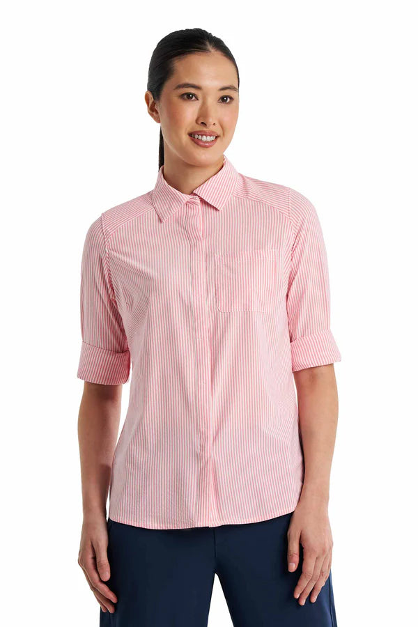 Coolibar - UV Smart Blouse voor dames - Amara - Flamingo White stripe