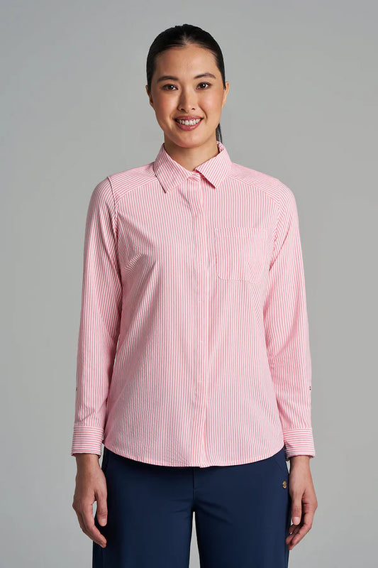 Coolibar - UV Smart Blouse voor dames - Amara - Flamingo White stripe