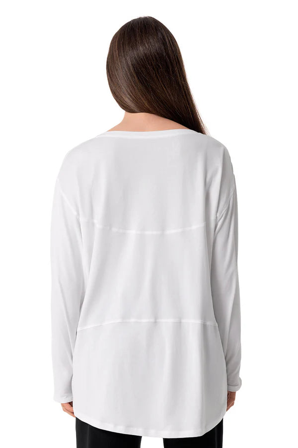 Coolibar - West Palm Drape Tee UV Shirt voor dames - Longsleeve - White