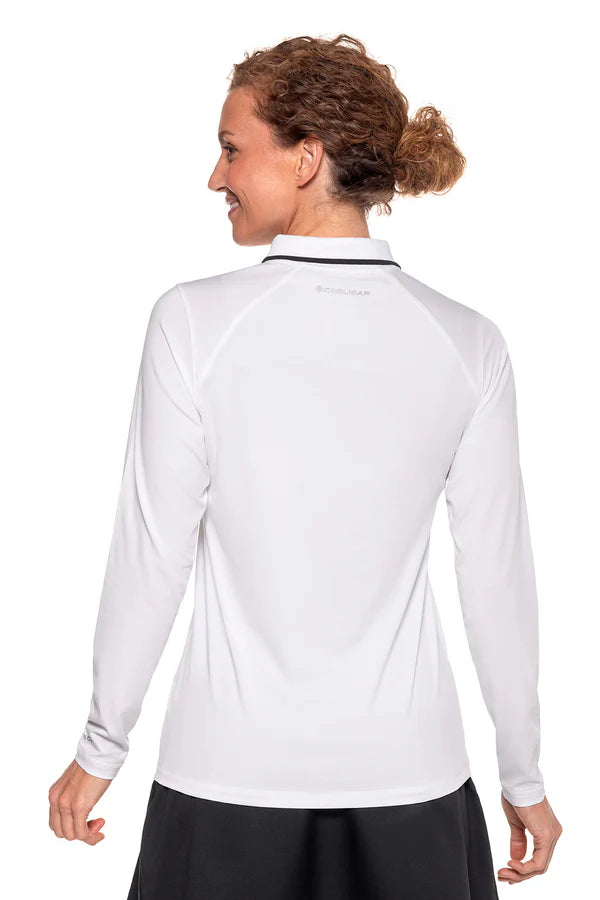 Coolibar - UV Polo Shirt voor dames - Victory Lap - Longsleeve  - White