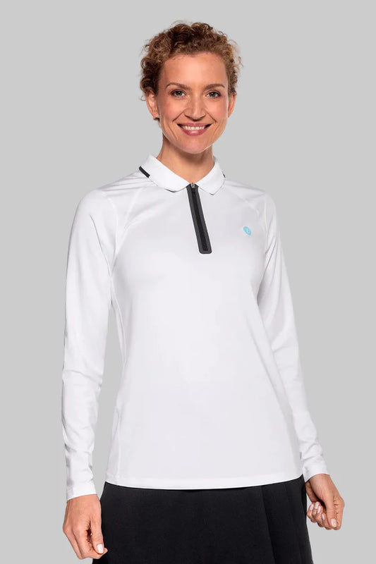 Coolibar - UV Polo Shirt voor dames - Victory Lap - Longsleeve  - White