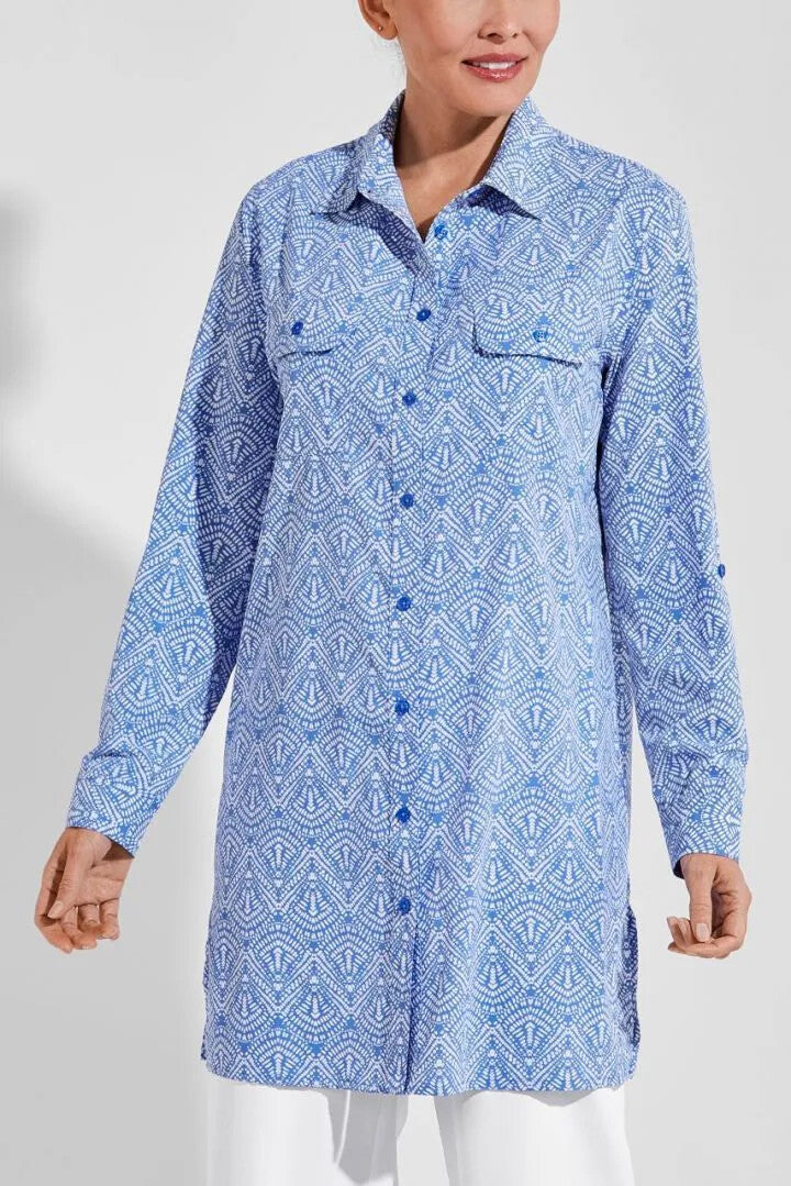 Coolibar - UV-tuniekshirt voor dames - Santorini - Aura Blauw