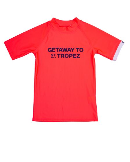 JUJA - UV-Zwemshirt met korte mouwen voor kinderen - High Visual - UPF50+ - St. Tropez - Neon koraal