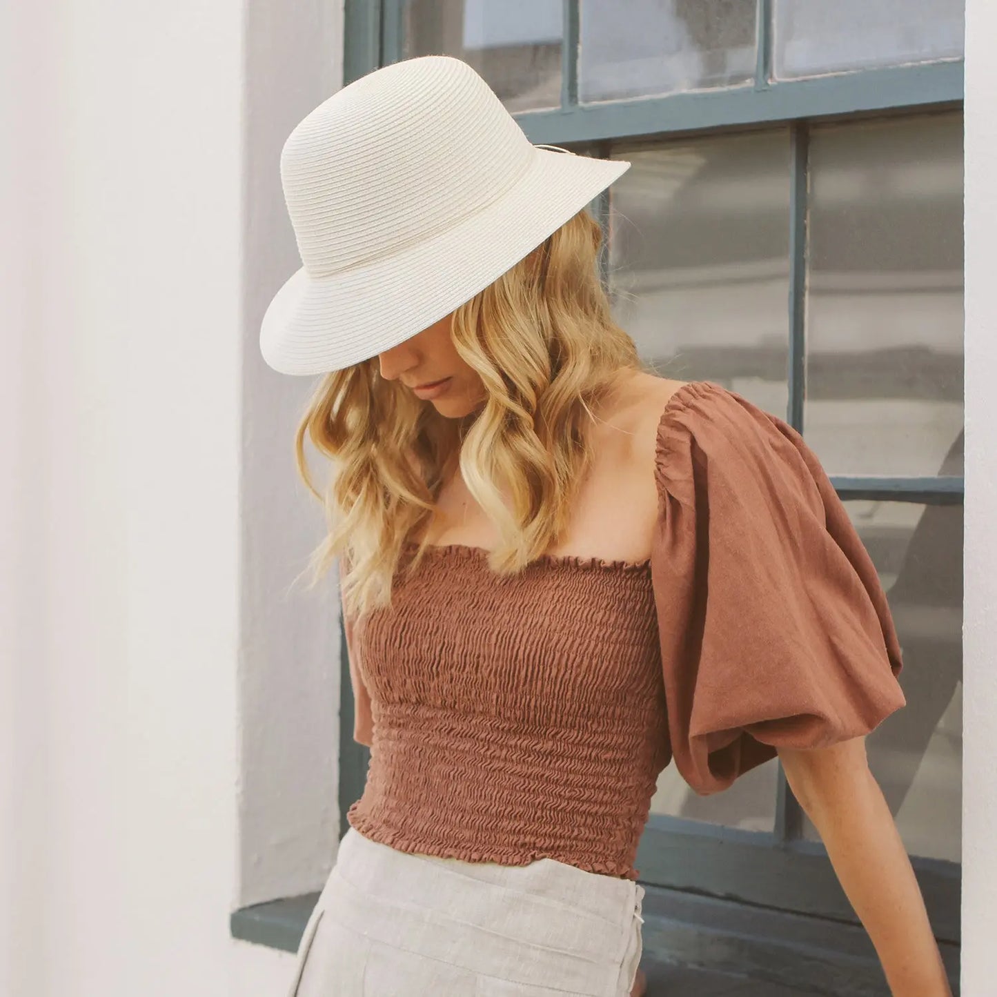 360FIVE Everyday - zonnehoed Lacey Bucket - Ivory