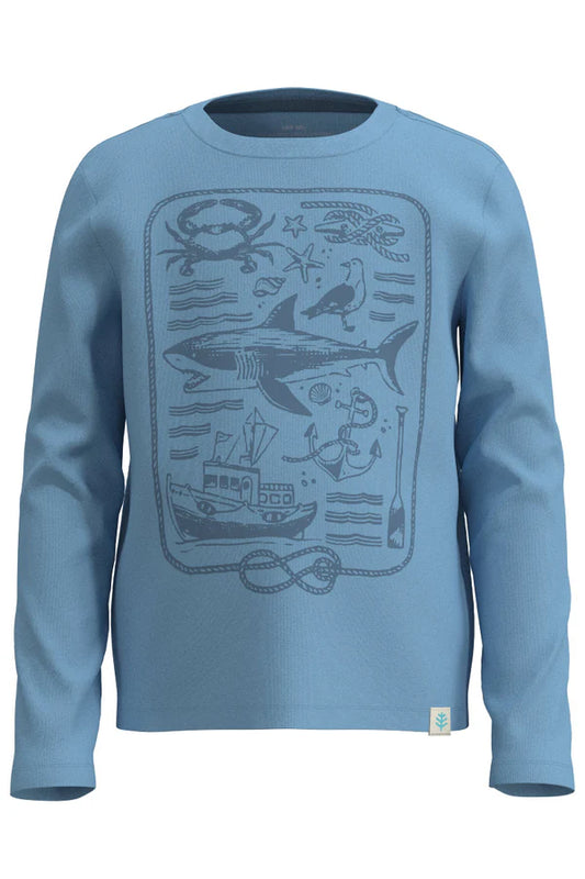 Coolibar - UV-shirt voor kinderen - Lange mouw - Coco Plum - Every day - Arctic Blue Sea tales