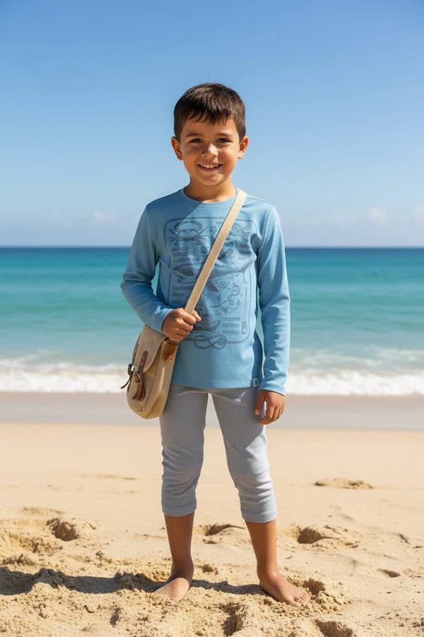 Coolibar - UV-shirt voor kinderen - Lange mouw - Coco Plum - Every day - Arctic Blue Sea tales