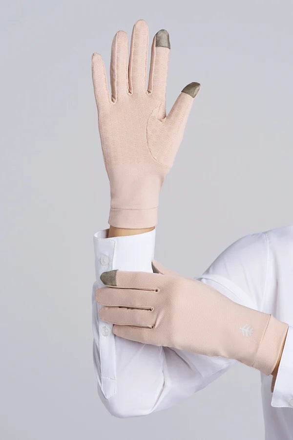 Coolibar - UV-Beschermende handschoenen met touchscreen grip - Beige