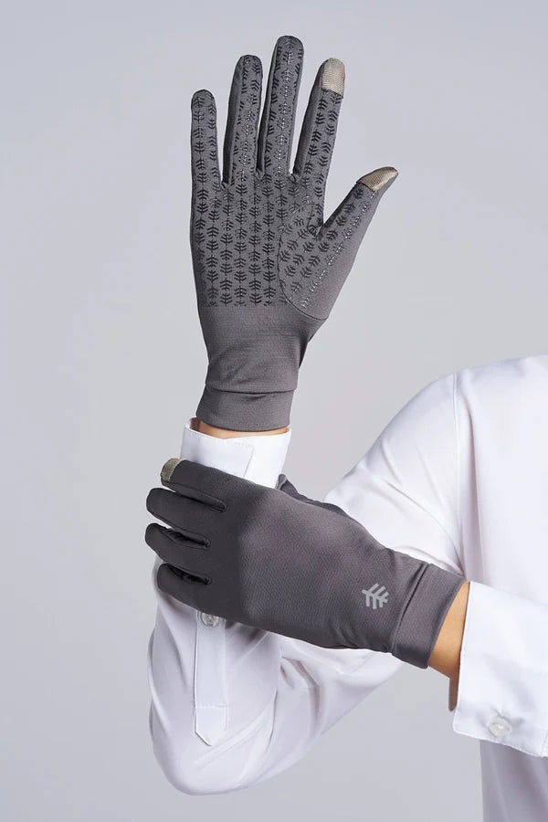 Coolibar - UV-werende handschoenen voor volwassenen met touchscreen- Gannett - Houtskoolgrijs