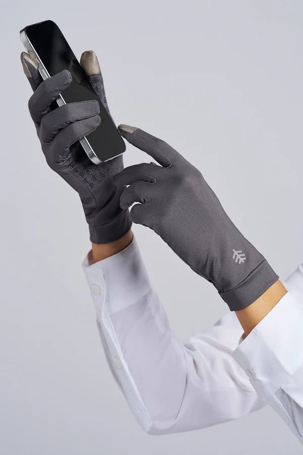 Coolibar - UV-werende handschoenen voor volwassenen met touchscreen- Gannett - Houtskoolgrijs