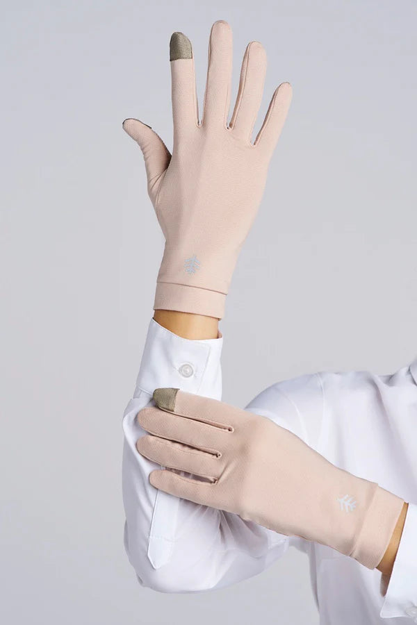 Coolibar - UV-Beschermende handschoenen met touchscreen grip - Beige