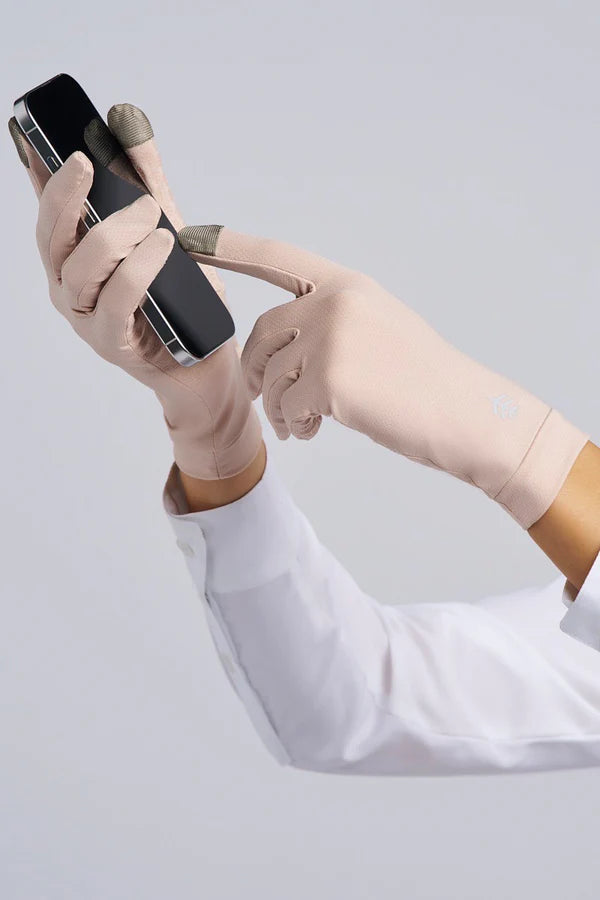 Coolibar - UV-Beschermende handschoenen met touchscreen grip - Beige