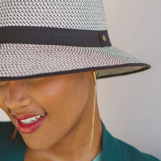 House of Ord - zonnehoed Anna Bucket - Zwart/Wit