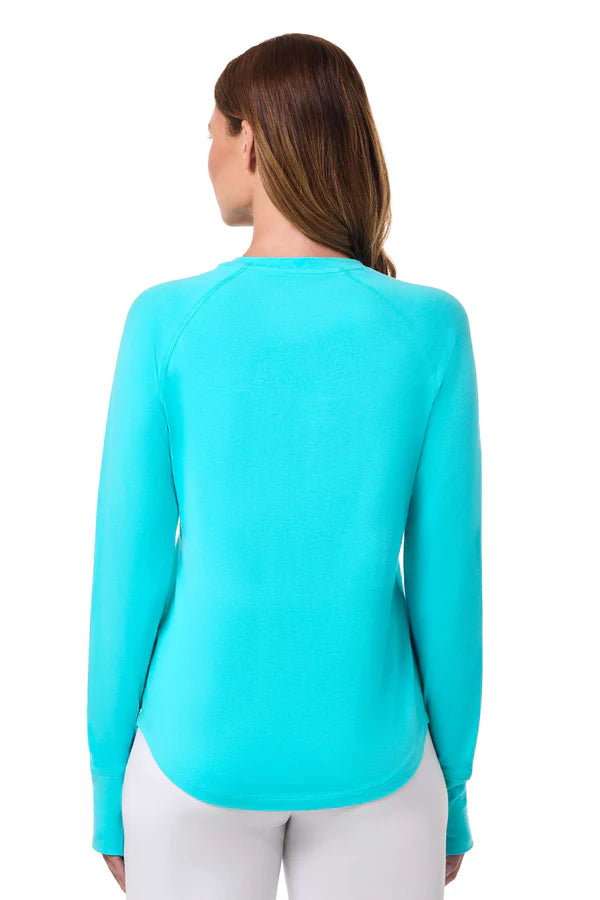 Coolibar - Lumaloe UV-shirt voor dames - Lange mouw - Blue Curacao