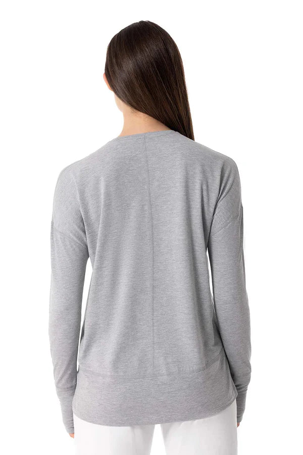 Coolibar - Lumaleo UV Relaxed Shirt voor dames - Lange mouw - Gray - Heather