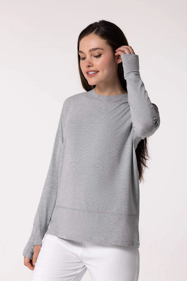 Coolibar - Lumaleo UV Relaxed Shirt voor dames - Lange mouw - Gray - Heather