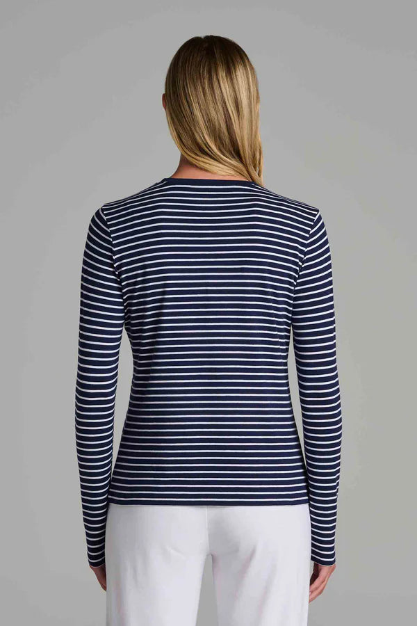 Coolibar - UV Shirt voor dames - Morada - Longsleeve  - Navy met witte streep
