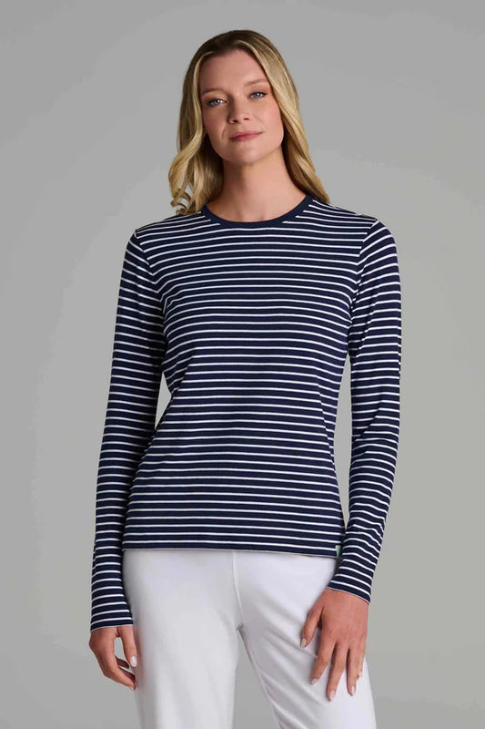 Coolibar - UV Shirt voor dames - Morada - Longsleeve  - Navy met witte streep