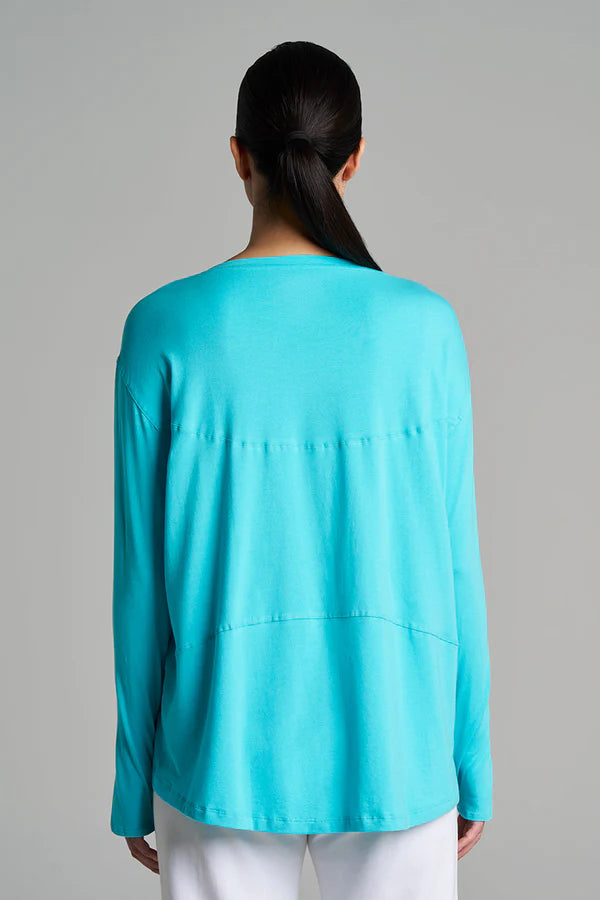 Coolibar - West Palm Drape Tee UV Shirt voor dames - Longsleeve - Blue Curacao