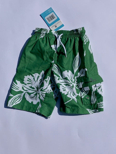 SnapperRock UV werende zwembroek voor kinderen - groen met witte bladeren